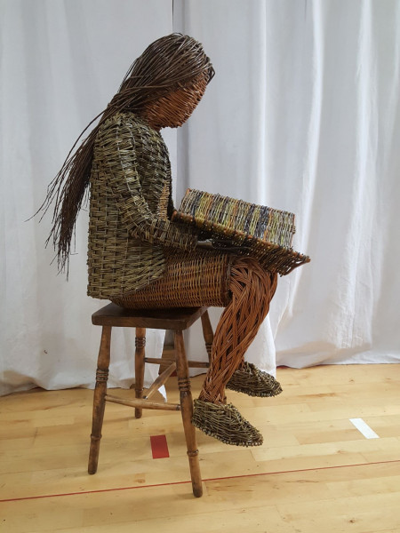 Woven Willow Girl Sculpture