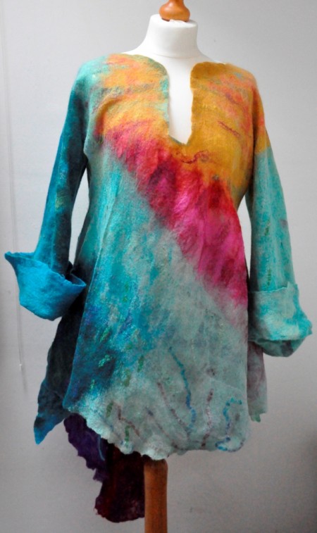 One piece felted overdress, front